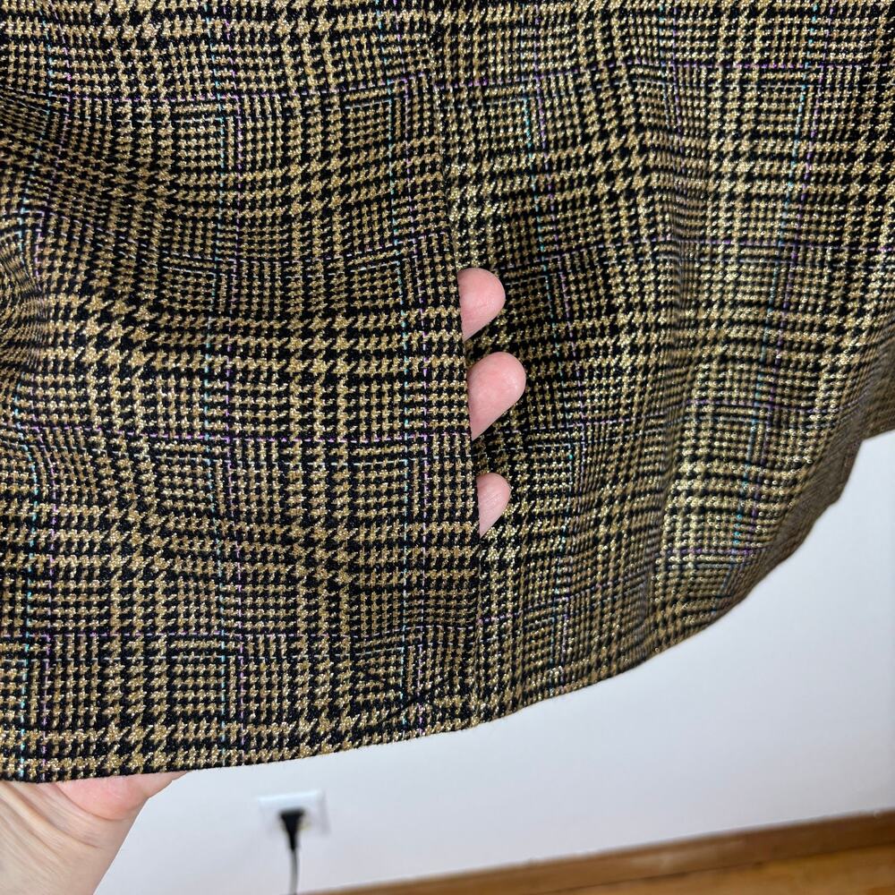 Nine West Double Breasted Blazer Jacket Brown Gold Metallic Plaid 3X NWOT NEW - Picture 9 of 14